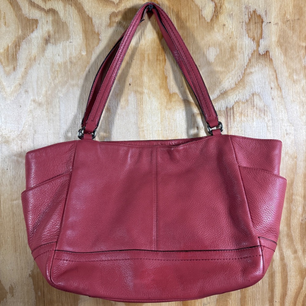 Coach Park Leather Carrie Tote Pink Pebbled Leather Shoulder Bag F23284 - Picture 3 of 11